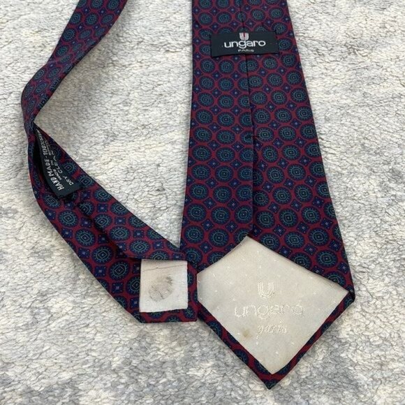 Ungaro Paris Handmade in Spain Silk Neck Tie Business Formal Party Geometric - Picture 7 of 10
